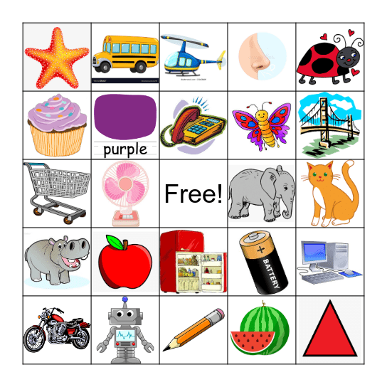 Syllable Bingo Card