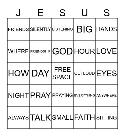 HOW TO PRAY: Bingo Card