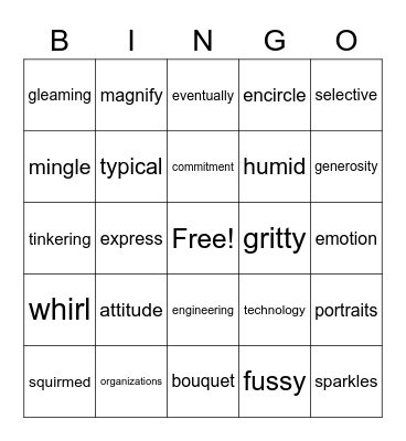 4th Grade Wonders Bingo Card