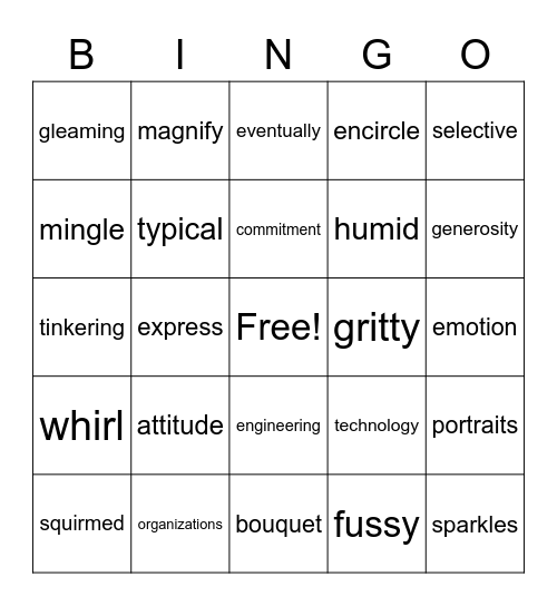 4th Grade Wonders Bingo Card