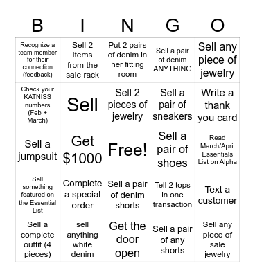 SPRING BREAK SALE Bingo Card