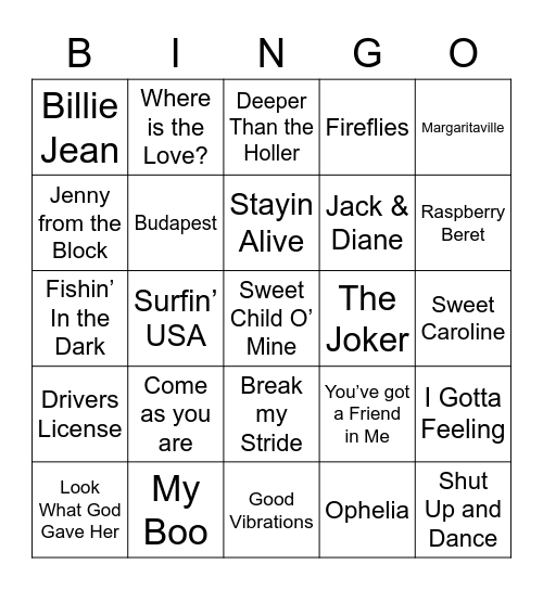 Music Bingo 88 Bingo Card