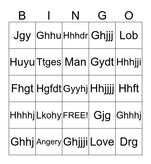 bebe Bingo Card