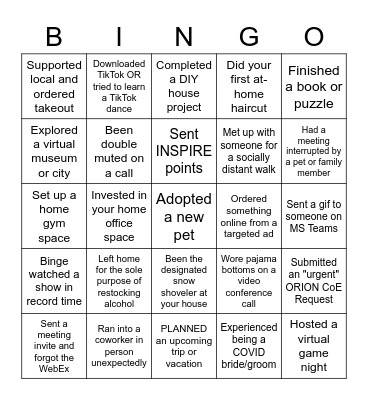 RPE BINGO - QUARANTINE EDITION Bingo Card