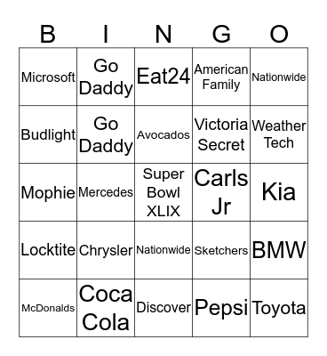 Commercial Bingo Card