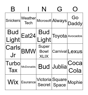 Commercial Bingo Card