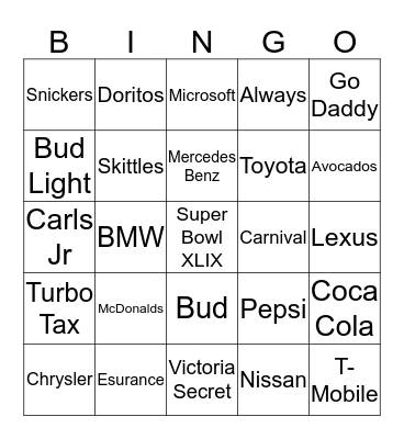 Commercial Bingo Card