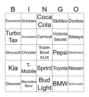 Commercial Bingo Card