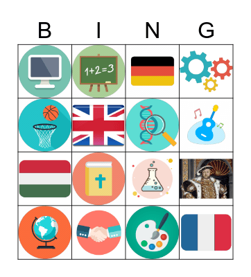 Subjects Bingo Card