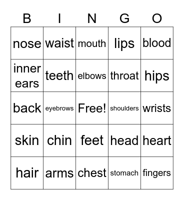 El Cuerpo Bingo Card