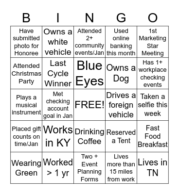 Marketing Star Bingo Card