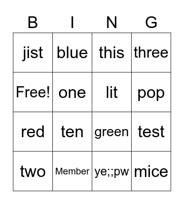 LLC's Bingo Card