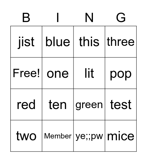 LLC's Bingo Card