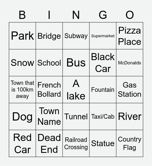 GeoGuessr Bingo Card