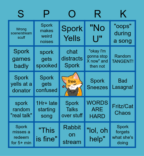 spork Bingo Card