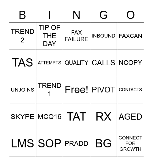 Team Pilcher Bingo Card