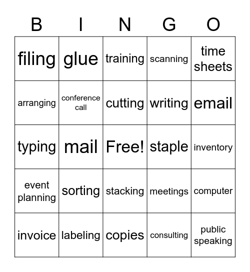 Employment Bingo Card