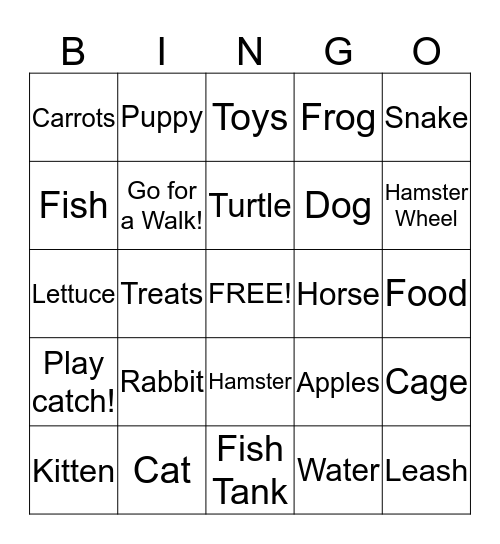 Girl Scouts Pet Bingo Card