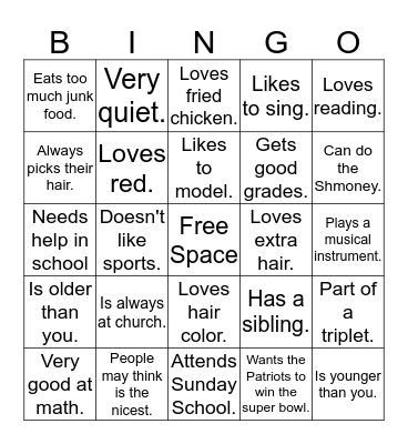 CYF BINGO MATCH Bingo Card