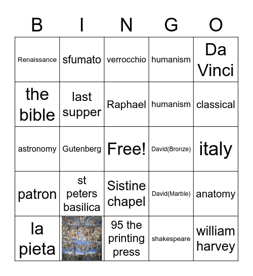 Renaissance Bingo Card