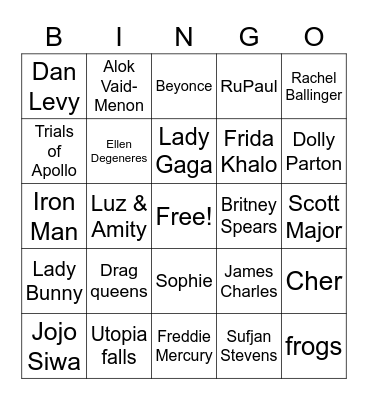 Queer Icon Bingo Card