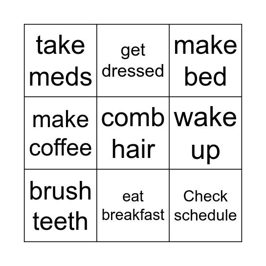 Monday Bingo Card