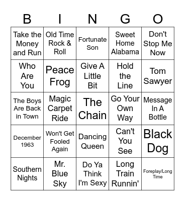 I Love the 70's Bingo Card