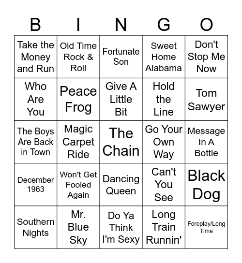 I Love the 70's Bingo Card