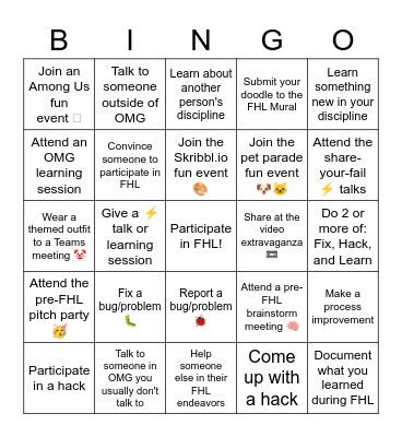 March 2021 FHL BINGO! Bingo Card