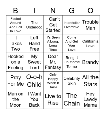 Songs From The Marvel Universe Bingo Card