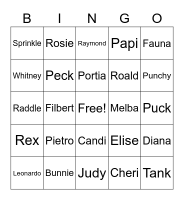 animal crossing Bingo Card