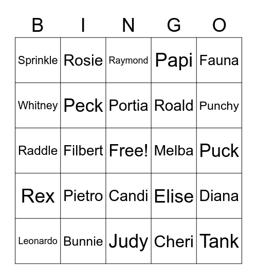 animal crossing Bingo Card