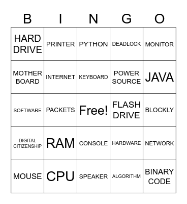 COMPUTER SCIENCE BINGO Card