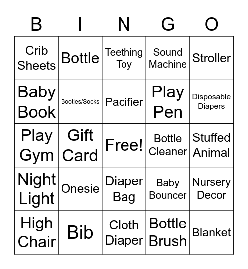 Baby Gift Bingo Card