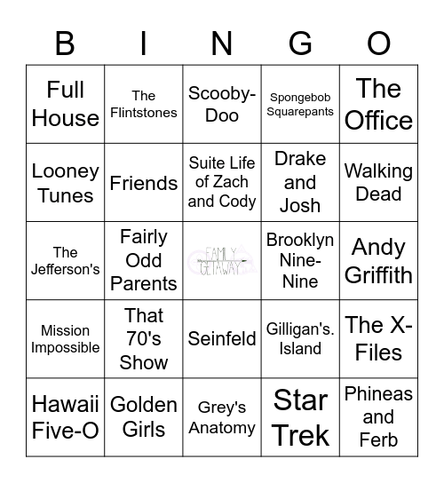 TV Shows Bingo Card