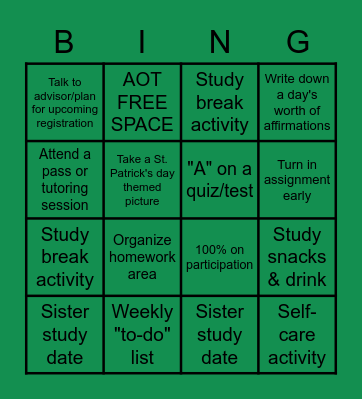 KD Bingo 3/4-3/17 Bingo Card