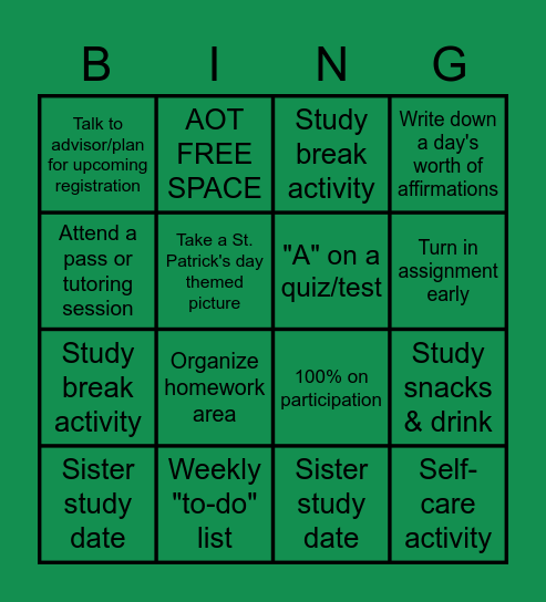 KD Bingo 3/4-3/17 Bingo Card