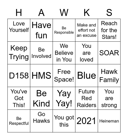 HMS HAWKS Bingo Card