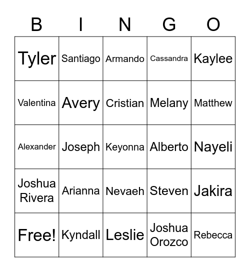 FWAS Bingo Card
