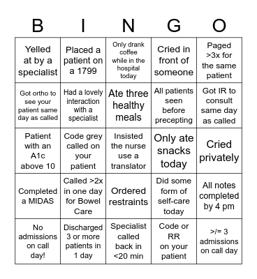 hooTENanny Bingo Card
