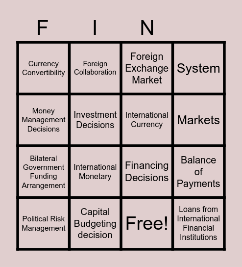 FIB Bingo Card