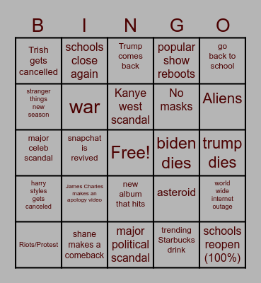 2020 Bingo Card