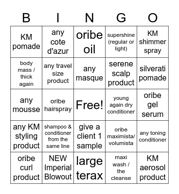 PRODUCT SALES BINGO Card