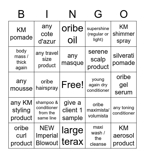 PRODUCT SALES BINGO Card