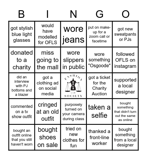 OFLS Fashion Week Bingo! Bingo Card