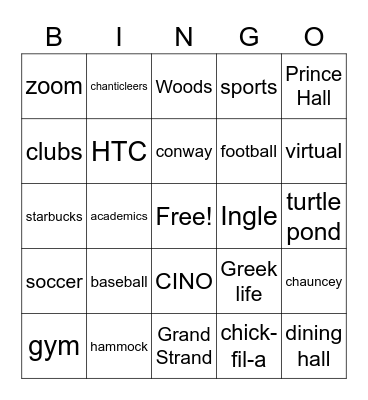 Coastal Bingo Card