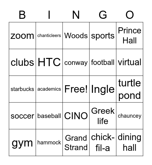 Coastal Bingo Card