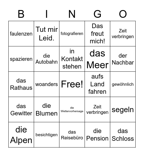 Der Urlaub Bingo Card