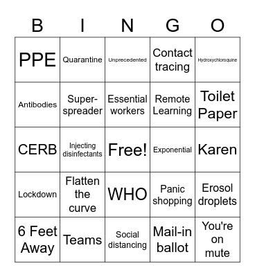 GHIT Quarantine Anniversary Bingo Card