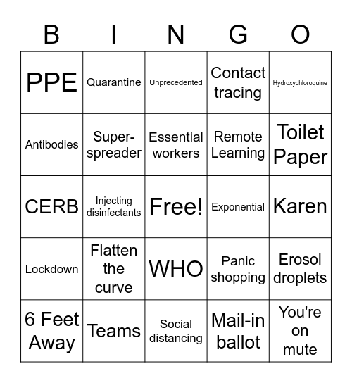 GHIT Quarantine Anniversary Bingo Card